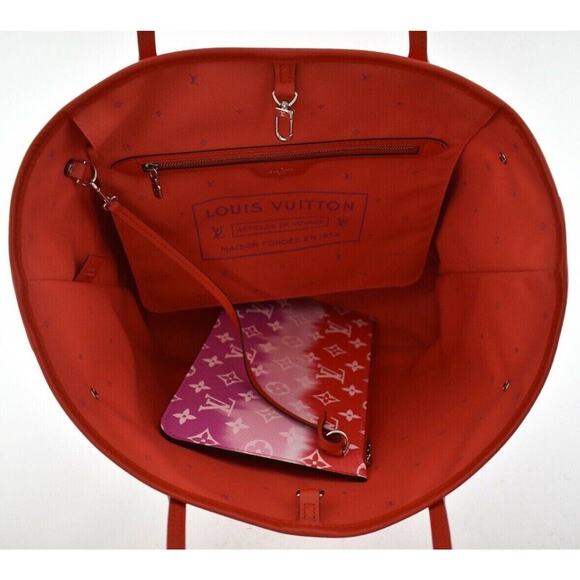 Louis Vuitton Escale Neverfull MM Red White Tie Dye Tote Handle Shoulder Bag - Picture 11 of 12